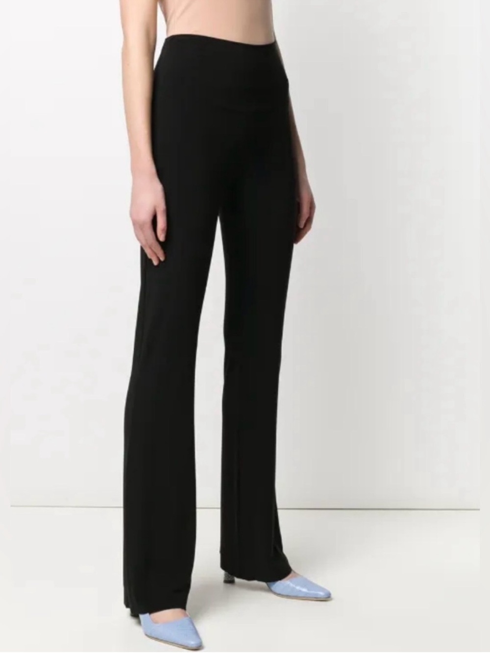 Norma Kamali high waisted straight-leg trousers size Medium Stretch Black